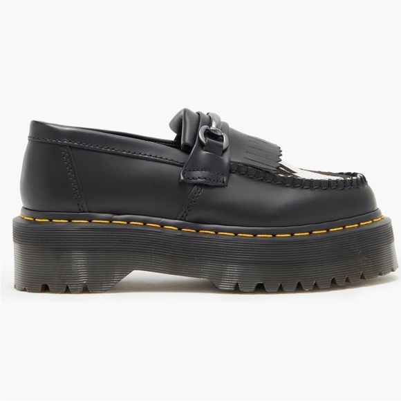 NEW Dr. Martens Adrian Snaffle Quad Platform Loafer Cow Print Unisex Size W9 M8 - Picture 6 of 16